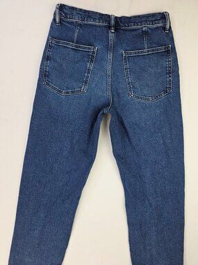 Uniqlo Wide Tapered Mid Rise Womens Size 27-30X27 Blue Denim Draw String Jeans
